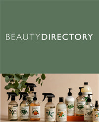 Koala Eco products with botanical labels on a green background.