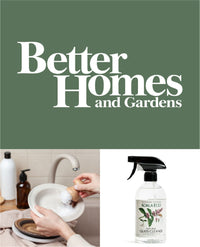 Better Homes and Gardens masthead above a Koala Eco product and hands washing dishes.