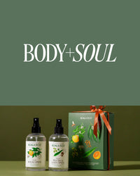 Body+Soul logo above two Koala Eco spray bottles beside a green gift box with a ribbon.