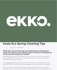 Ekko logo above a headline about Koala Eco spring cleaning tips.