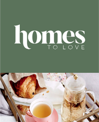 Homes To Love masthead above a tea set and croissant on a tray.