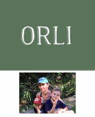 Orli logo above Jessica Bragdon in a cap with a child, smiling outdoors.
