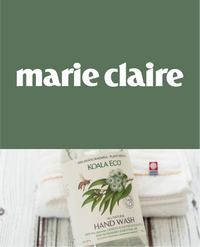 Marie Claire cover above a Koala Eco hand wash bottle.