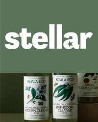 Koala Eco cleaning products with botanical labels.