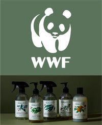 WWF logo above a row of Koala Eco cleaning products.