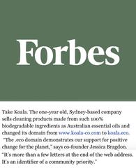 Forbes page featuring Koala Eco cleaning products.