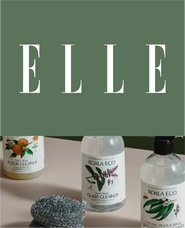 ELLE China cover above Koala Eco cleaning products.
